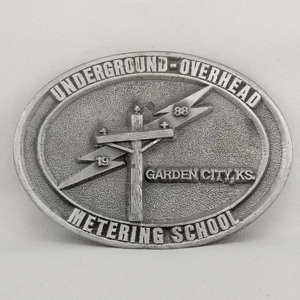 Vintage Belt Buckle 1988 Underground Overhead Metering School Garden City Kansas